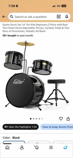 Eastar drum set for kids with chair