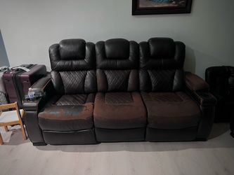 3-Seat Leather Recliner Sofa