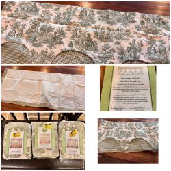 Waverly Home Green Toile Fabric Curtains/Valance. 53x13 $5 each three available