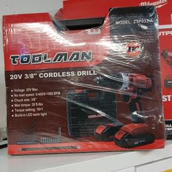 TOOLMAN New 3/8 Cordless Drill 