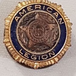 Vintage US American Legion Emblem Gold Plated Emblem Lapel Pin Badge Screw Back