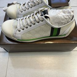 Gucci Vintage Green and White Men’s Sneakers New In Box 