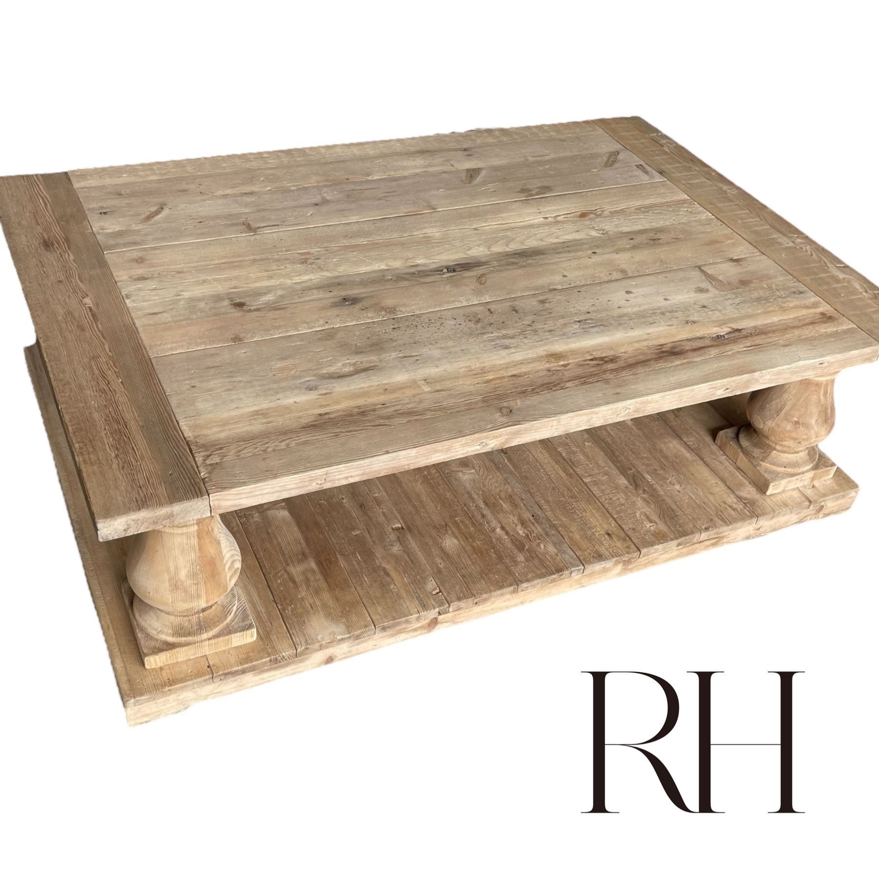 RESTORATION HARDWARE BALUSTRADE SALVAGED WOOD COFFEE TABLE 60” $2,875 Retail