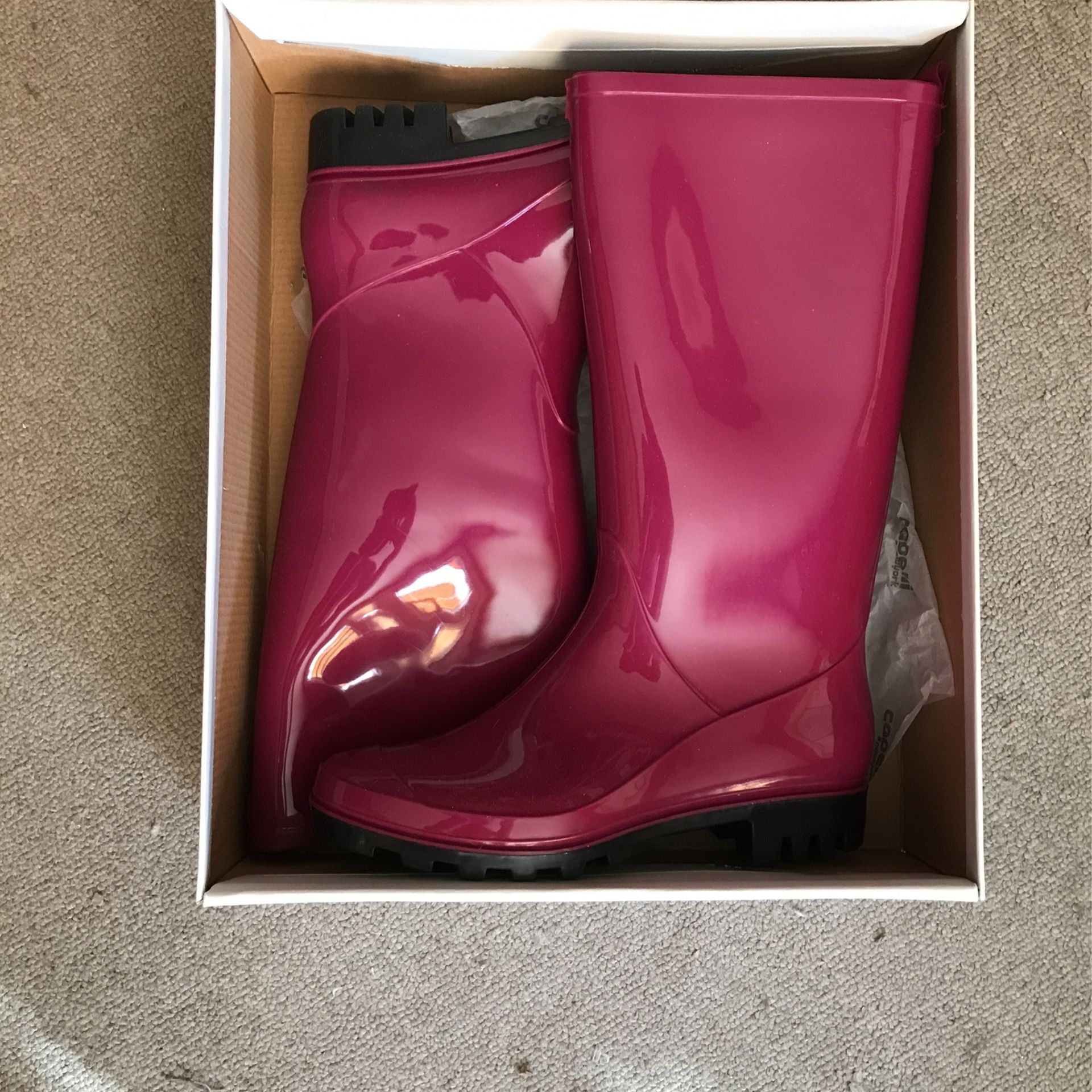 Wine Colored Marshalls Rain boots, Size 7