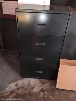 Black Metal 4-Drawer Filing Cabinet