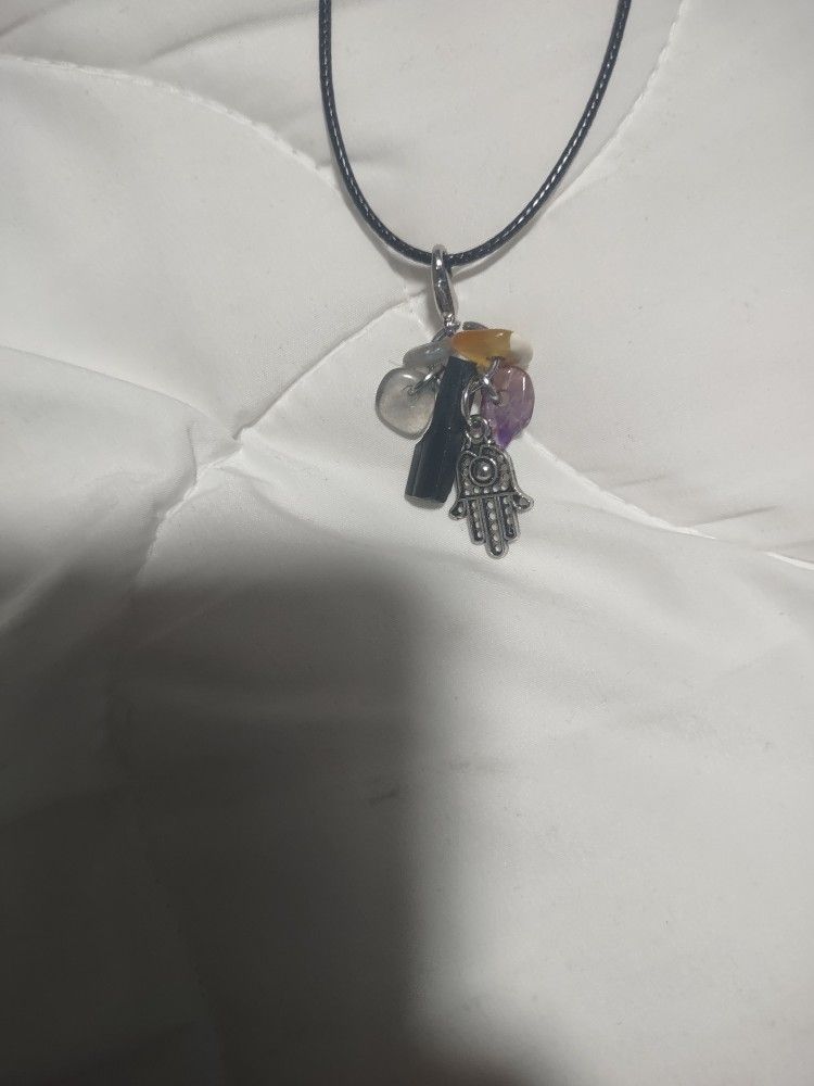 moonstone amber tourmaline amethyst necklace