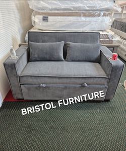 ❇️ Sofa Bed (loveseat style), Dark Gray, Corduroy Fabric, New in the Box.