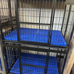 37”Dog Crate, Heavy Duty Stackable Dog Cage With Divider & Floor Mat, Dog Kennel