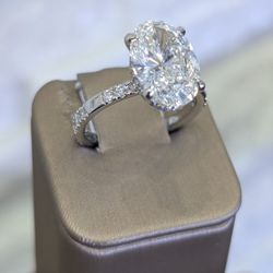 4.49Ctw Oval Diamond Ring Hidden Halo Platinum Setting 
