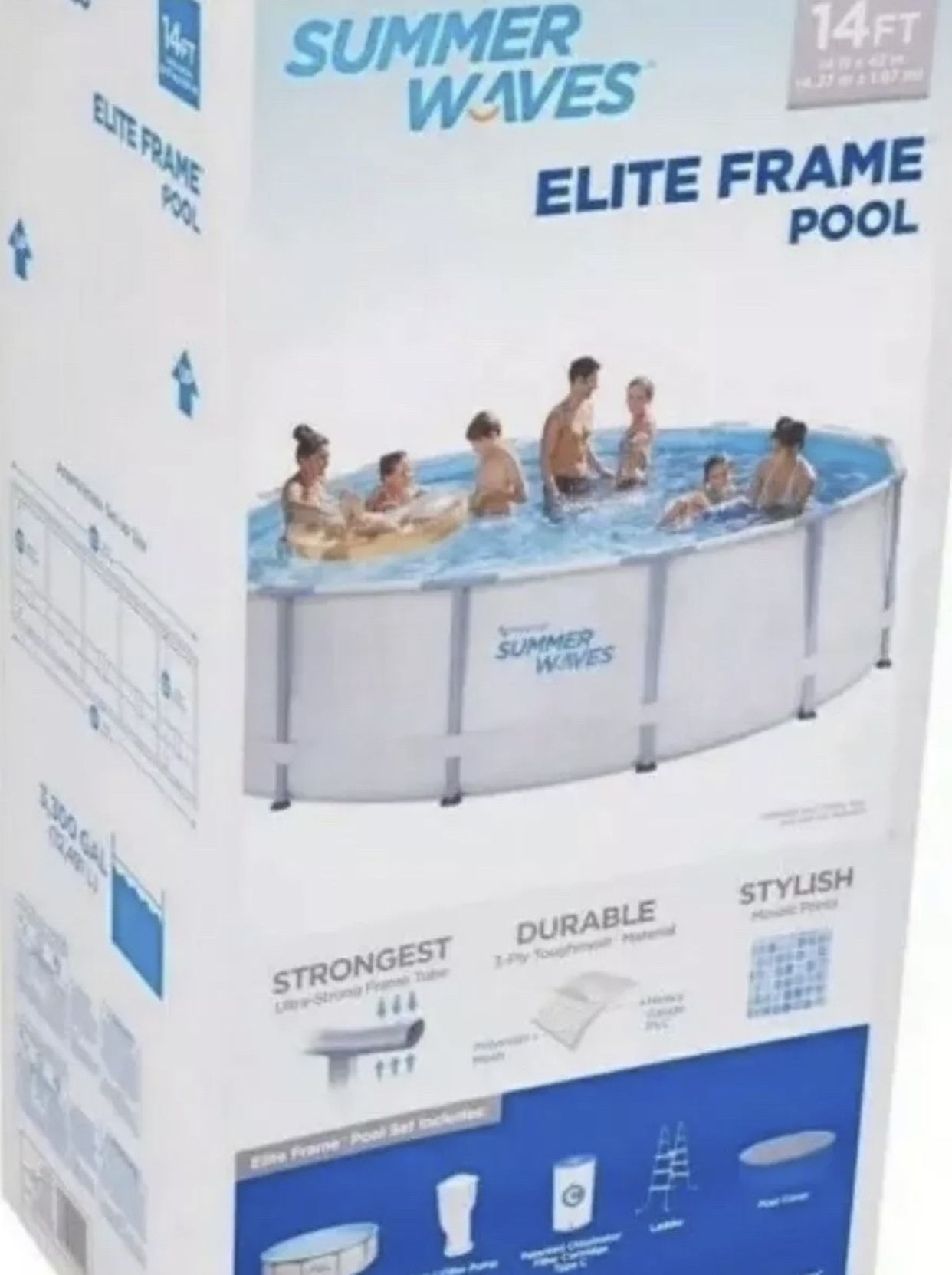 Summer Waves 14' x 42" Elite Frame Pool + New Larger 3512