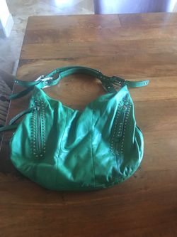Green leather B. Makowsky bag
