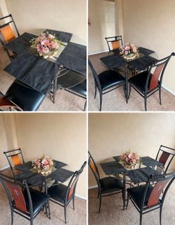 Glass Dining Table Set – 4 Chairs