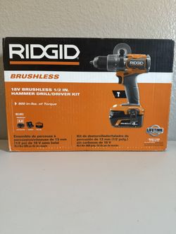 Brand New RIDGID 18V Brushless 1/2” Drill Set