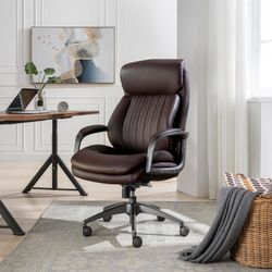 Nova Executive Office Chair - Ergonomic High Back Desk Chair with AIR Lumbar Support - Comfortable ComputerChair for Home Office - Vegan Leather - Bro