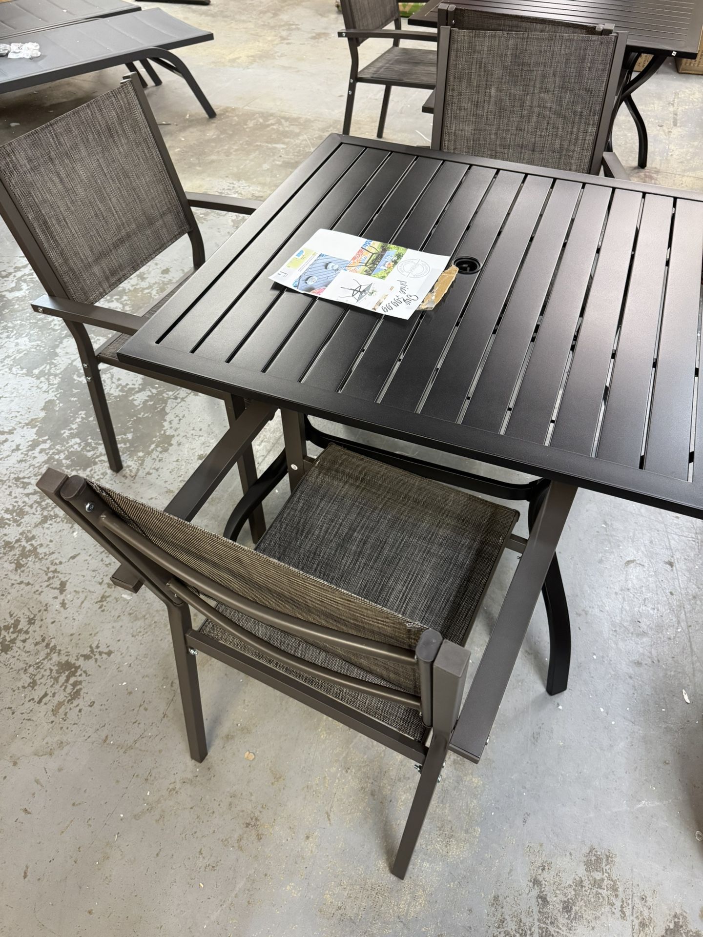Aluminum Table $100 Chairs $34.99 Each