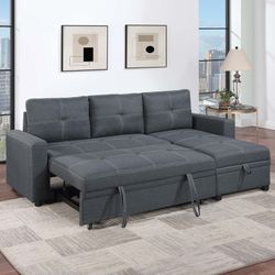Brand New Grey Sectional Sofa Storage Sleeper 