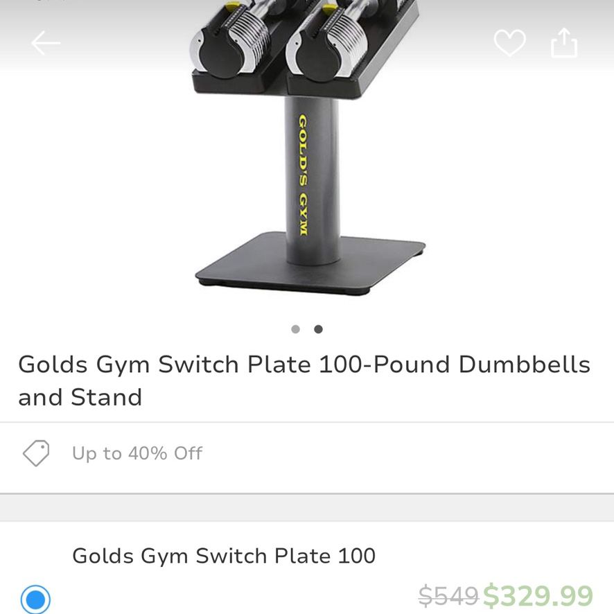 Golds Gym Switch Plate 100 Pound Dumbbells 