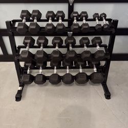 Rubber Dumbbell Set With Stand 