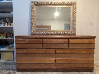 Dresser + Large Mirror – $20