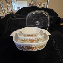 Corningware VINTAGE Casserole Dishes, Set Of 3