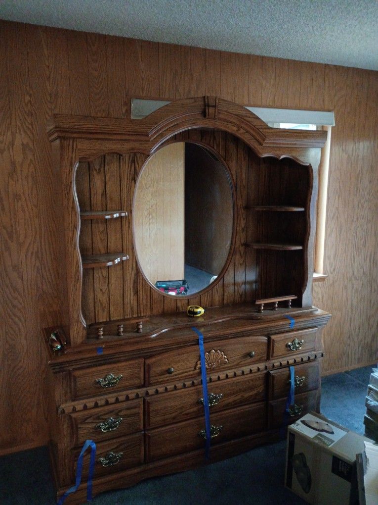 Vanity With Mirror And Shelves