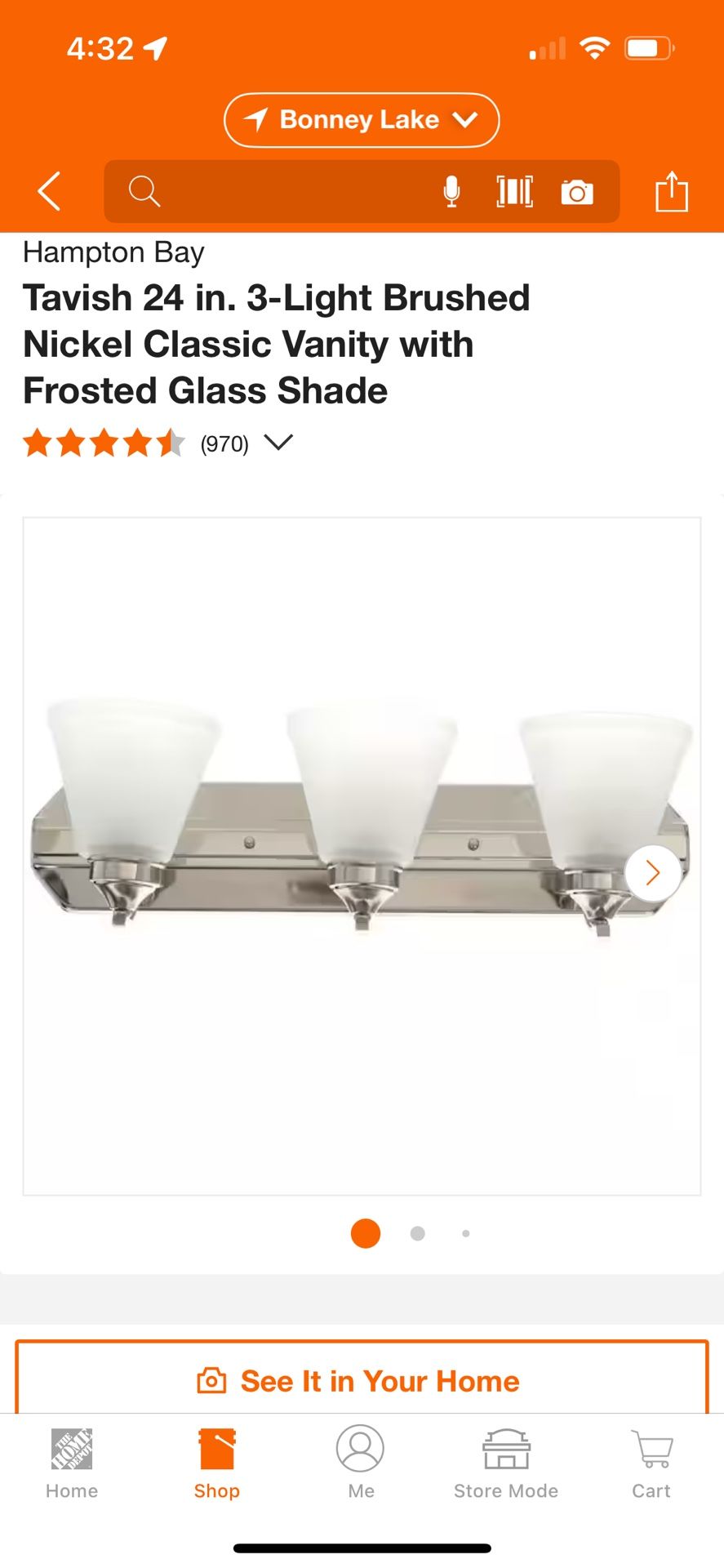 (2) Tavish 24 Inch 3 Light Brushed Nickel