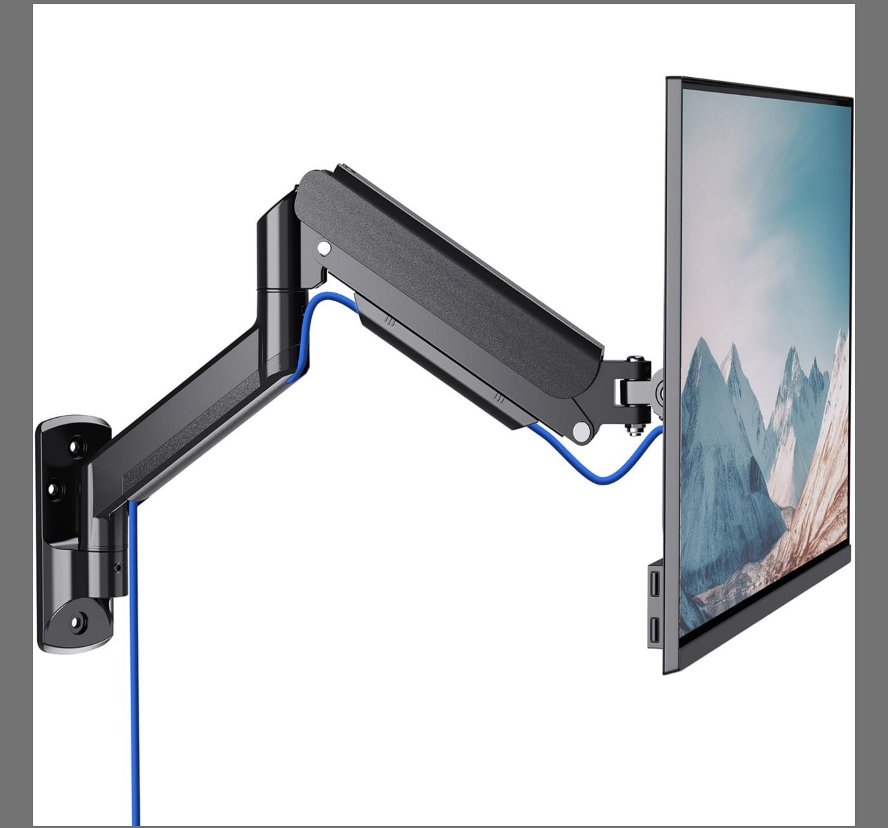 WALI Single Monitor Wall Mount, Spring Monitor Arm For 1 Screen Up To 32 Inch