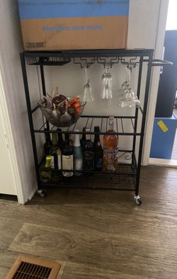 Black Wine Wheel Cart