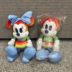 Mickey (new) & Minnie Mouse Rainbow Disney Collection Pride Large Plush 17” 