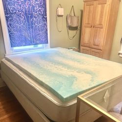 🔥 Full Size Bed Set - Great Condition! Mattress + Frame + Memory Foam Topper + Cover - Pickup or Delivery Today!
