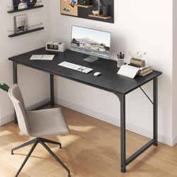 48 Inch Office & Gaming Desk with Storage, Modern Simple Design, Large Legroom, Black Metal Frame