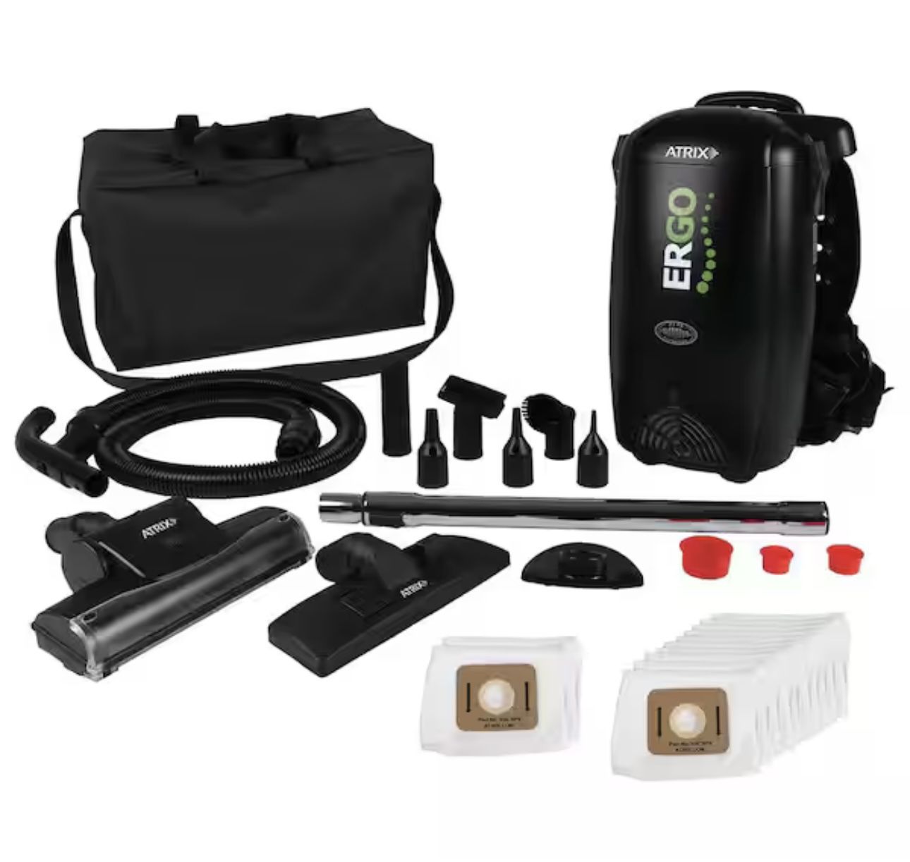 Commercial 8Qt Ergo Backpack Vacuum & Blower Multisurface Accessory Bundle