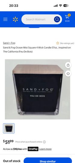 Sand & Fog Ocean Mist Square 4 Wick Candle 57oz., Inspired on The California (Feu De Bois)
