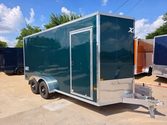 2026 New ALCOM Xpress XLT 7x16 TA Aluminum Screwless Enclosed trailer | 7'1" interior | 4-year nationwide warranty! | #686 (GREEN)