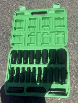 20pcs 1/2" Drive Metric Deep-impact Socket Set, Socket Set 8mm-32mm, Extended Hex Socket Set for Electric Wrenches, Extended Pneumatic Hex Sockets, Su