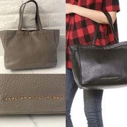 Marc Jacobs Tote Bag | Marc by Marc Jacobs “What’s the T” Grey / Taupe Handbag | Leather Purse