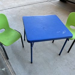 Kids Folding Card Table and 2 Chairs- Used - $30