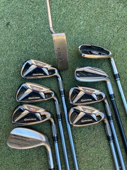 Taylormade golf full set with putter and sun mountain golf cart bag for man right hand