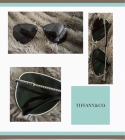 Tiffany and Co Aviator Sunglasses with decorative Tiffany Blue Stones