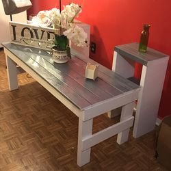 Farmhouse Style  Slate Gray Stain Top Coffee Table With Matching Side Tables