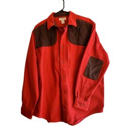 LL Bean Chamois Shirt Mens  Red Button Up Sportsman Hunting Shooting Size Large
