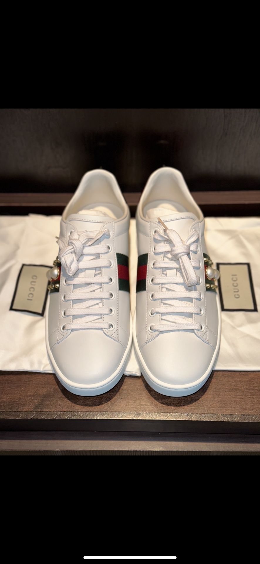 Gucci Pearl Studded Tennis Shoes 