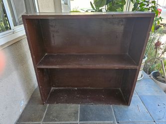 Dark Brown Wooden Bookshelf 2-Shelf