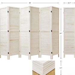 Room Dividers and Folding Privacy Screens, (White-Washed)