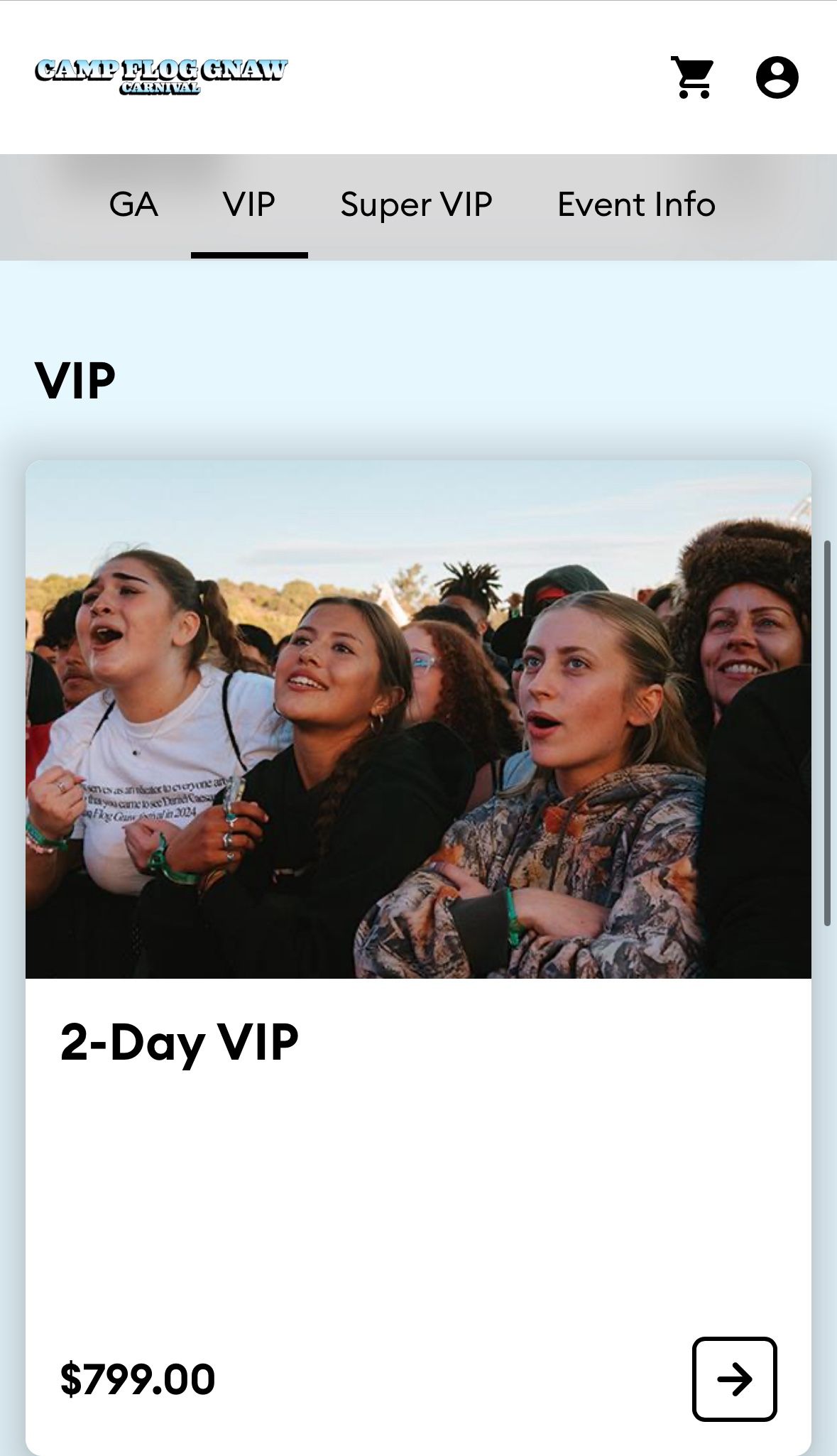 2 VIP camp flog gnaw tickets