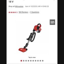 Milwaukee M18 FUEL 0940-20 0.25 gal Cordless Compact Hand Vacuum Tool Only 18 V (used)