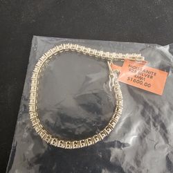 Moissanite 925 silver 4MM 18.0 CTW 8"  Gold bracelet