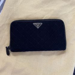 Prada suede long wallet