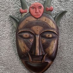 Demon Child Wooden Mask From Valley of Angels Honduras