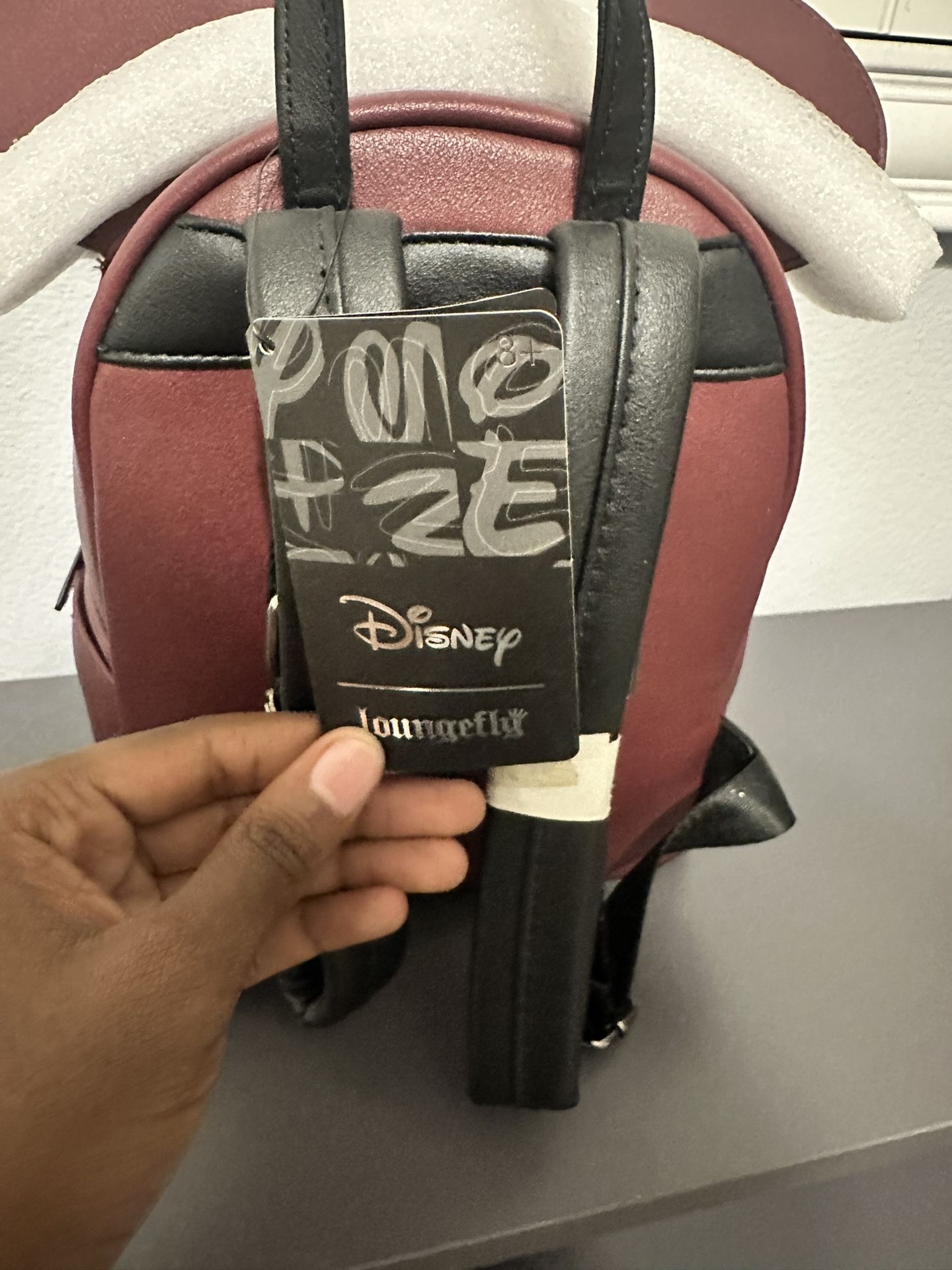 Disney Maroon Backpack with Black Bow Loungefly Disney Minnie Mouse Burgundy Velvet | Mercari main image 4